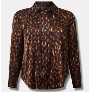 Torrid Madison Satin Button-Up Long Sleeve Shirt Sz 3